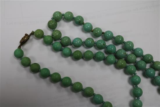 A collection of hardstone bead necklaces,